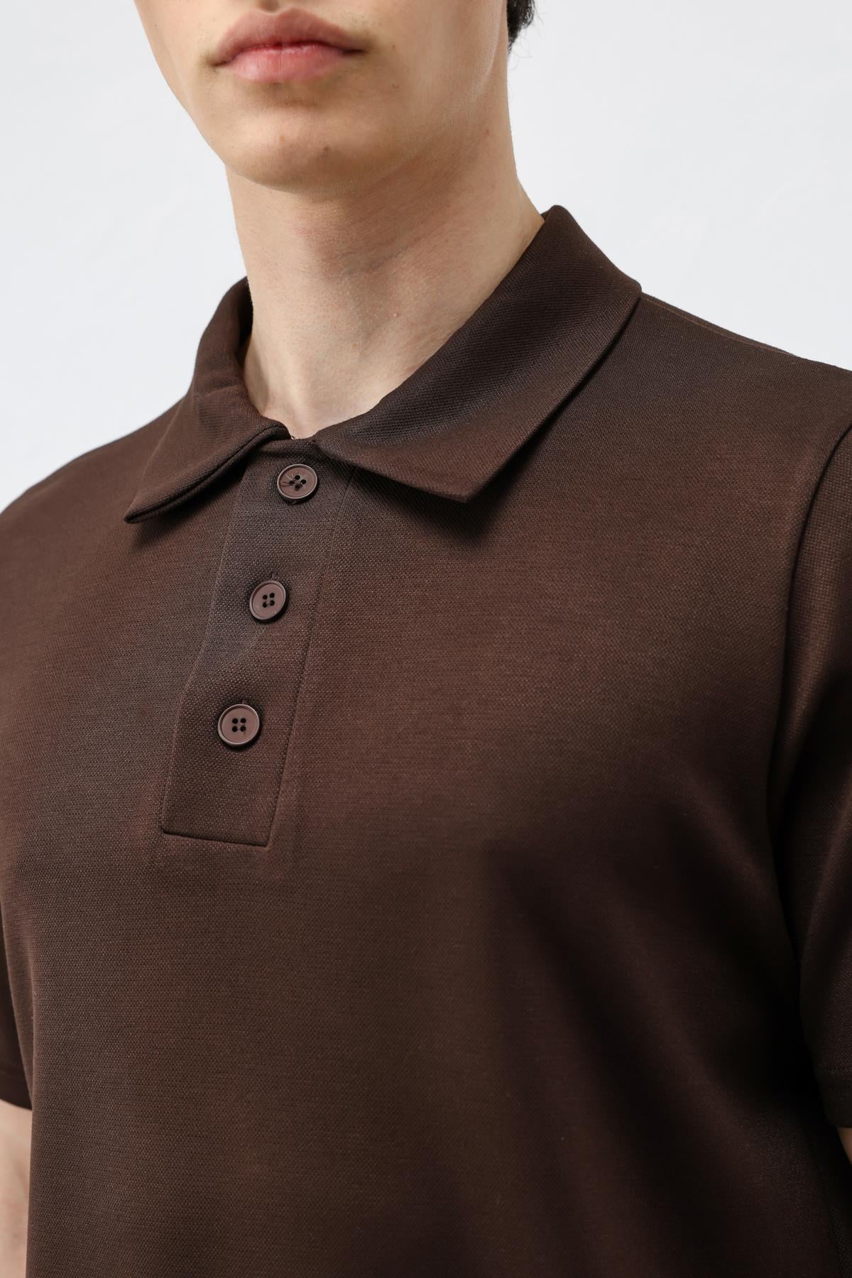 Antioch Koyu Kahve Basic Polo Yaka Erkek T-Shirt