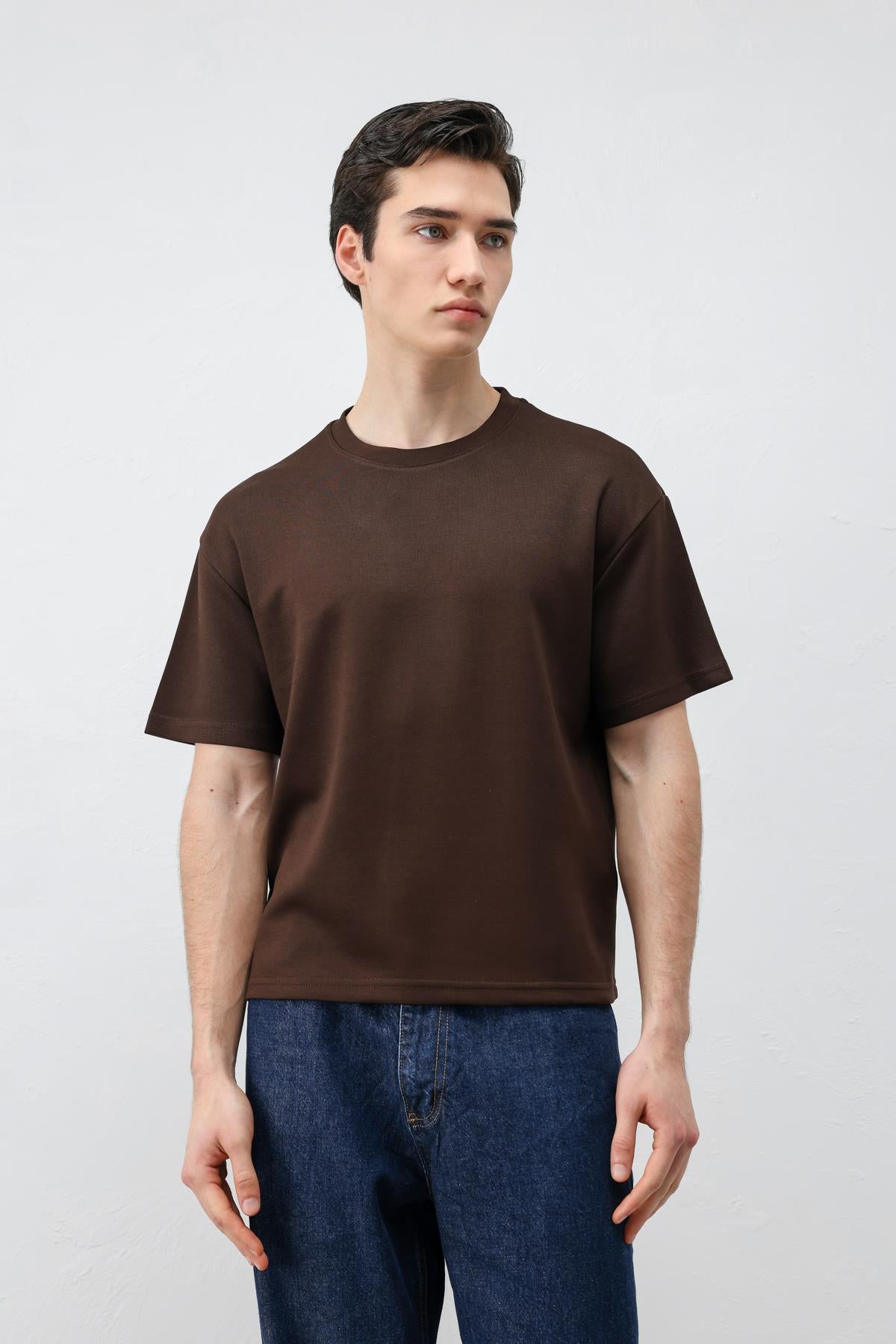 Antioch Koyu Kahve Crop Fit Erkek T-Shirt