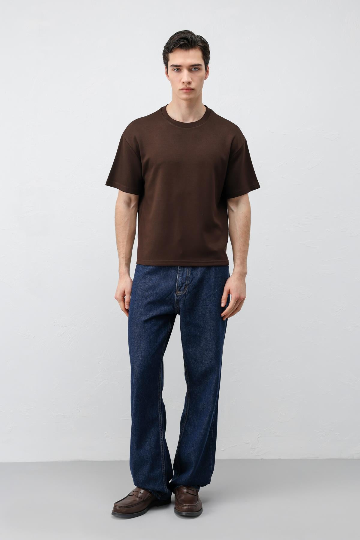 Antioch Koyu Kahve Crop Fit Erkek T-Shirt