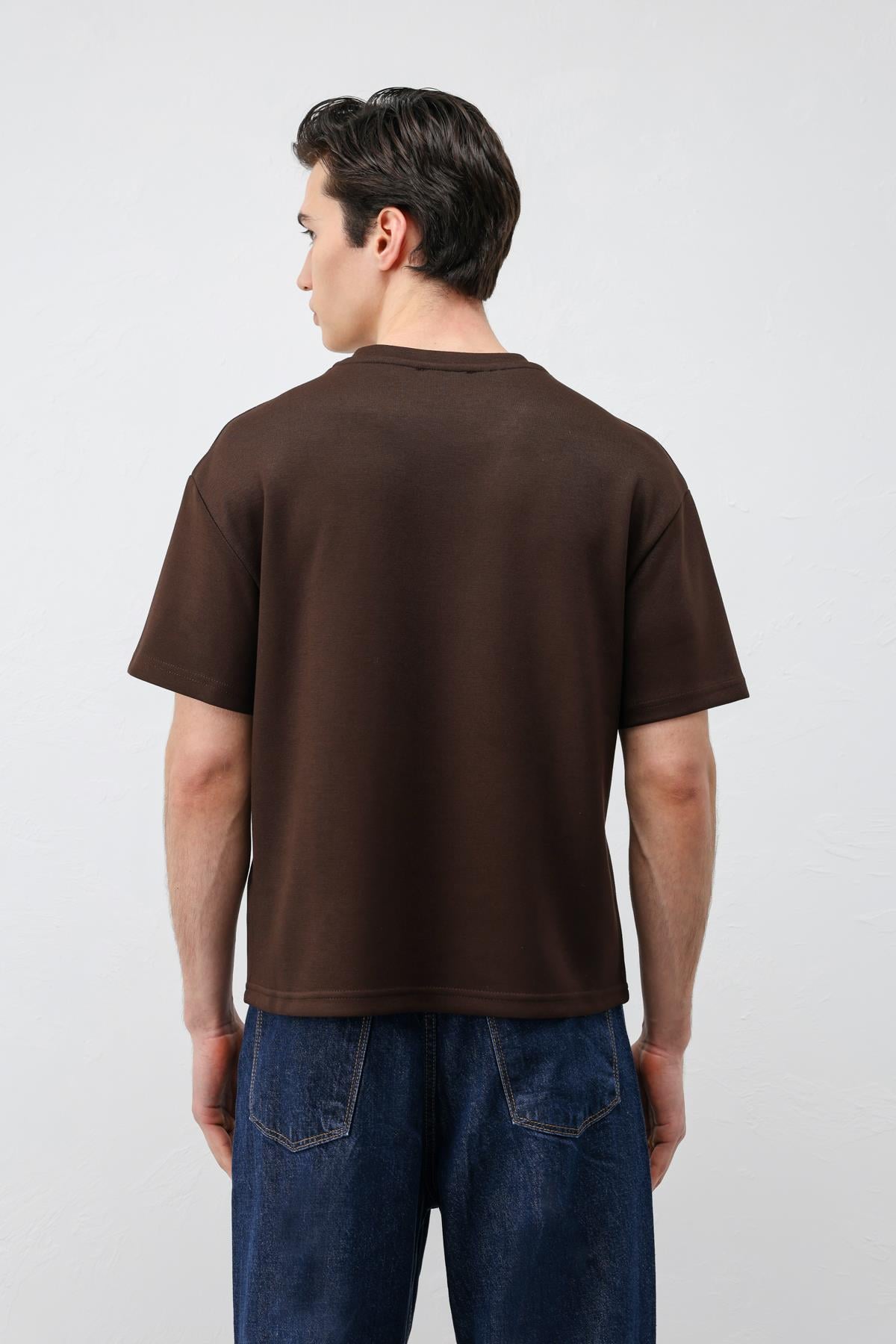 Antioch Koyu Kahve Crop Fit Erkek T-Shirt