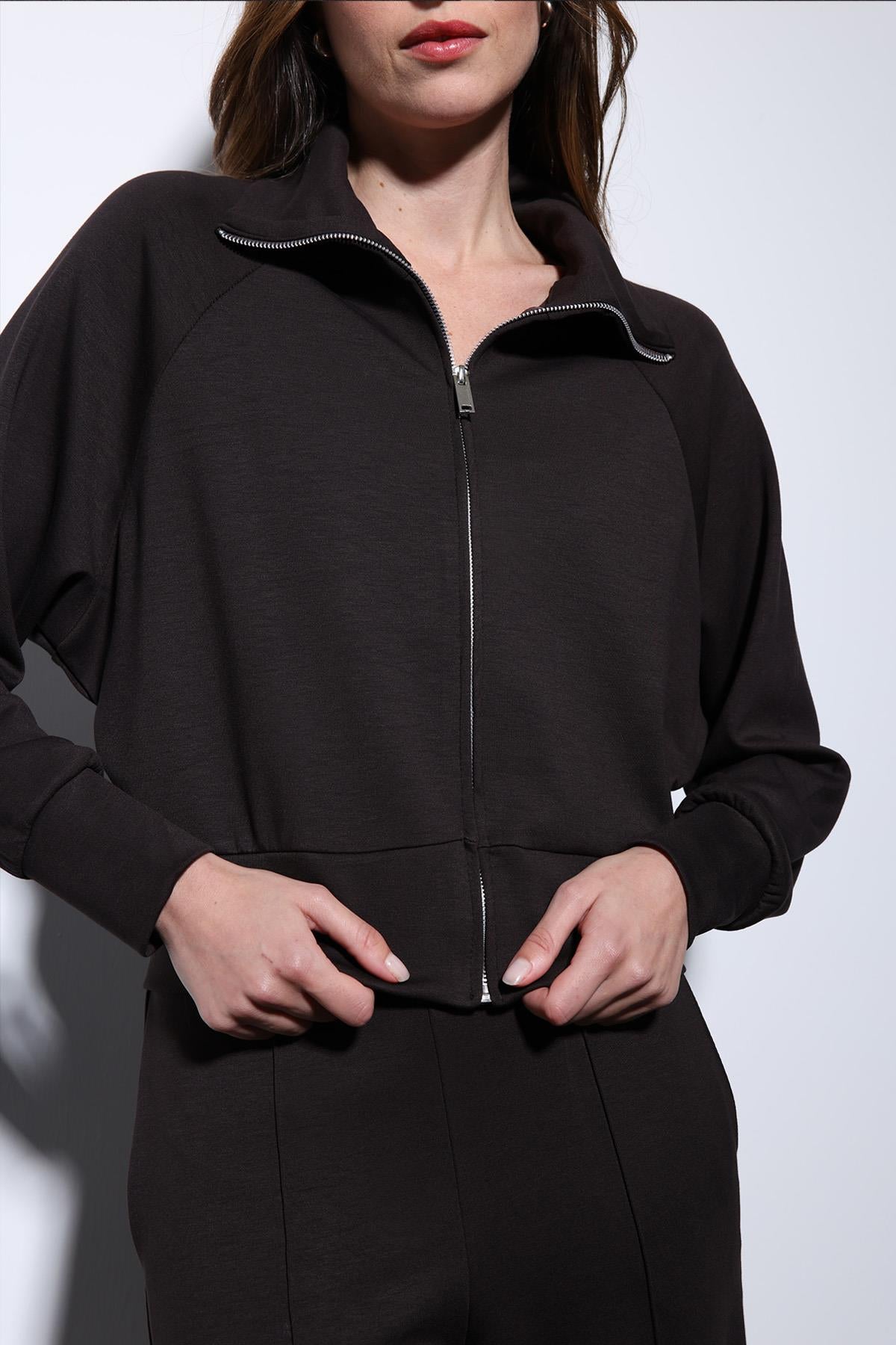 Antioch-Koyu Kahve Fermuarlı Kadın Eşofman Takım-Takım-7-Milagron.com