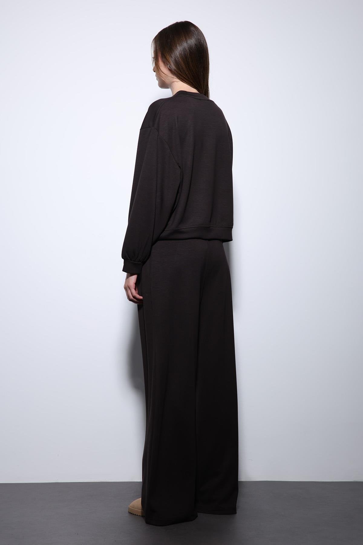 Antioch-Koyu Kahve Geniş Paça Relaxed Kadın Takım-Takım-9-Milagron.com