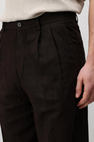 Antioch Koyu Kahve Keten Karışımlı Erkek Baggy Pantolon