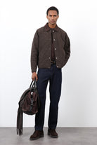 Antioch-Koyu Kahve Kontrast Yaka Baklava Desenli Erkek Mont-Mont-1-Milagron.com