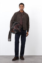 Antioch-Koyu Kahve Kontrast Yaka Baklava Desenli Erkek Mont-Mont-2-Milagron.com