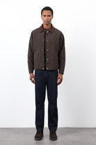 Antioch-Koyu Kahve Kontrast Yaka Baklava Desenli Erkek Mont-Mont-3-Milagron.com