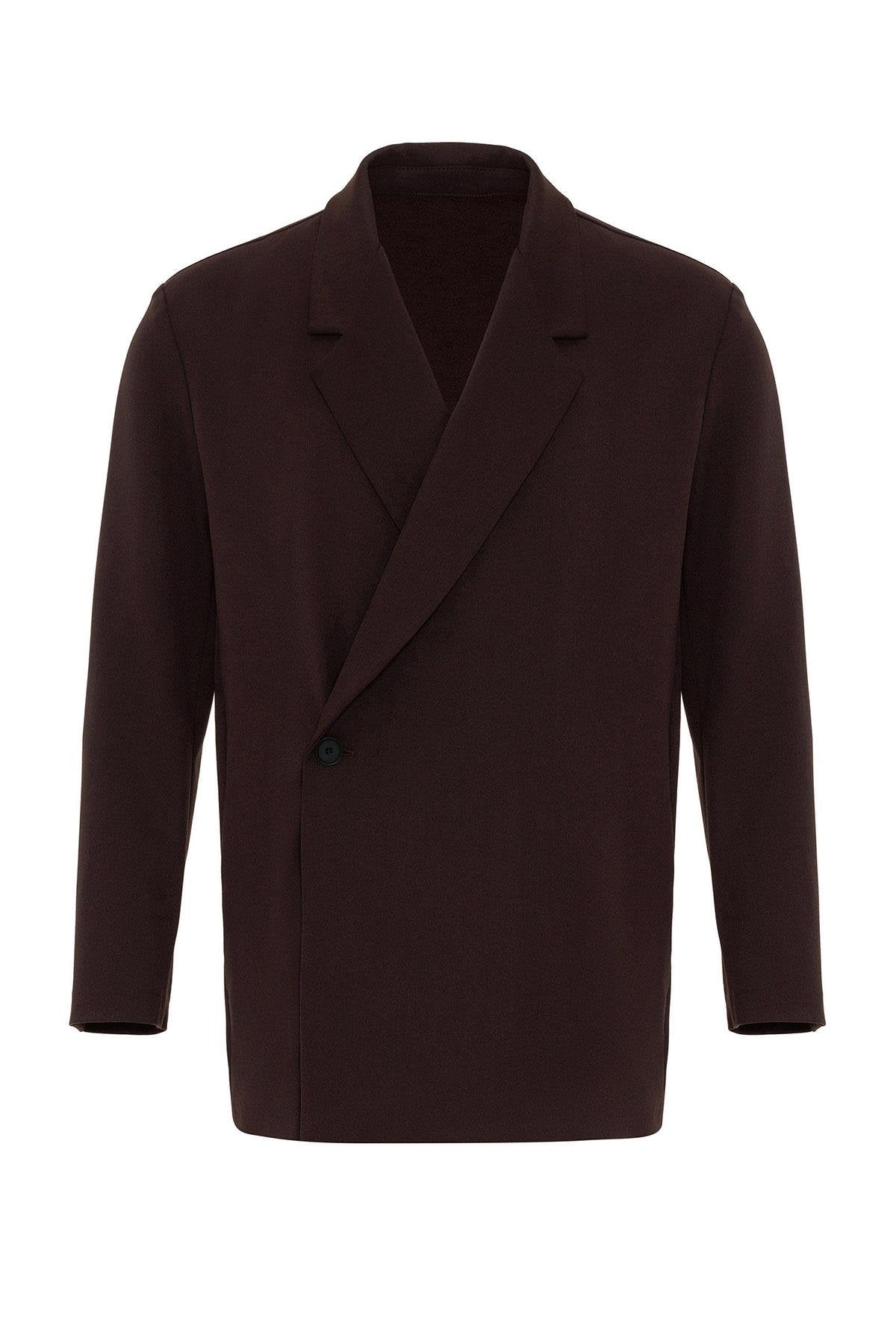 Antioch-Koyu Kahve Kruvaze Kapama Gizli Cep Erkek Blazer Ceket-Blazer Ceket-1-Milagron.com
