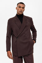 Antioch-Koyu Kahve Kruvaze Kapama Gizli Cep Erkek Blazer Ceket-Blazer Ceket-6-Milagron.com