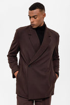 Antioch-Koyu Kahve Kruvaze Kapama Gizli Cep Erkek Blazer Ceket-Blazer Ceket-7-Milagron.com