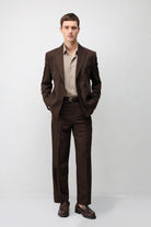 Antioch Koyu Kahve Kruvaze Relaxed Fit Erkek Blazer Ceket
