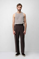 Antioch Koyu Kahve Lyocell Relaxed Fit Pileli Erkek Pantolon