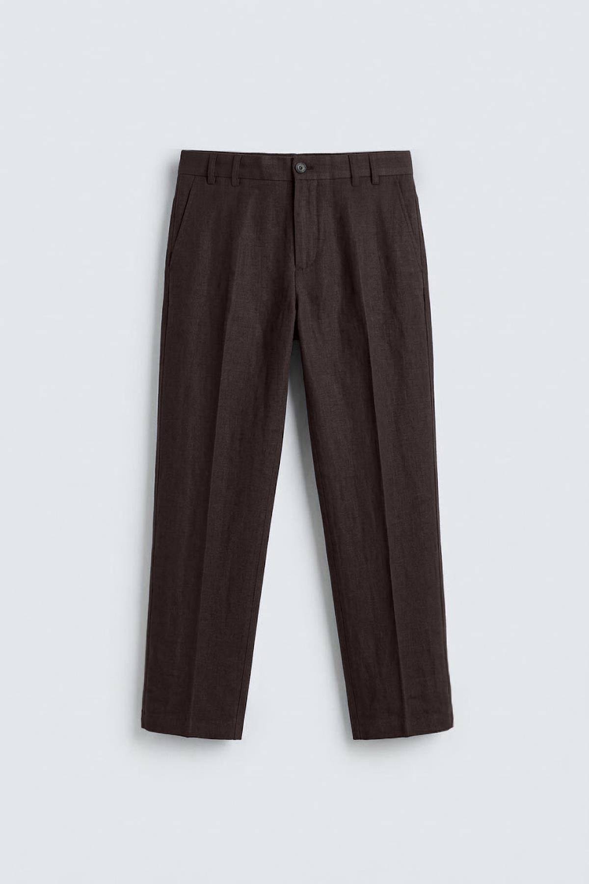 Antioch Koyu Kahve Lyocell Relaxed Fit Pileli Erkek Pantolon