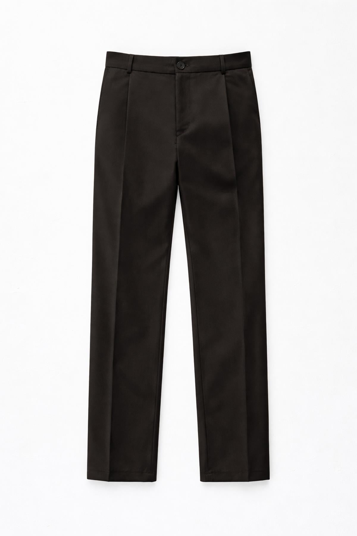 Antioch Koyu Kahve Pileli Relaxed Fit Erkek Pantolon
