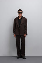 Antioch-Koyu Kahve Relax Fit Baggy Pilili Erkek Pantolon-Pantolon-2-Milagron.com