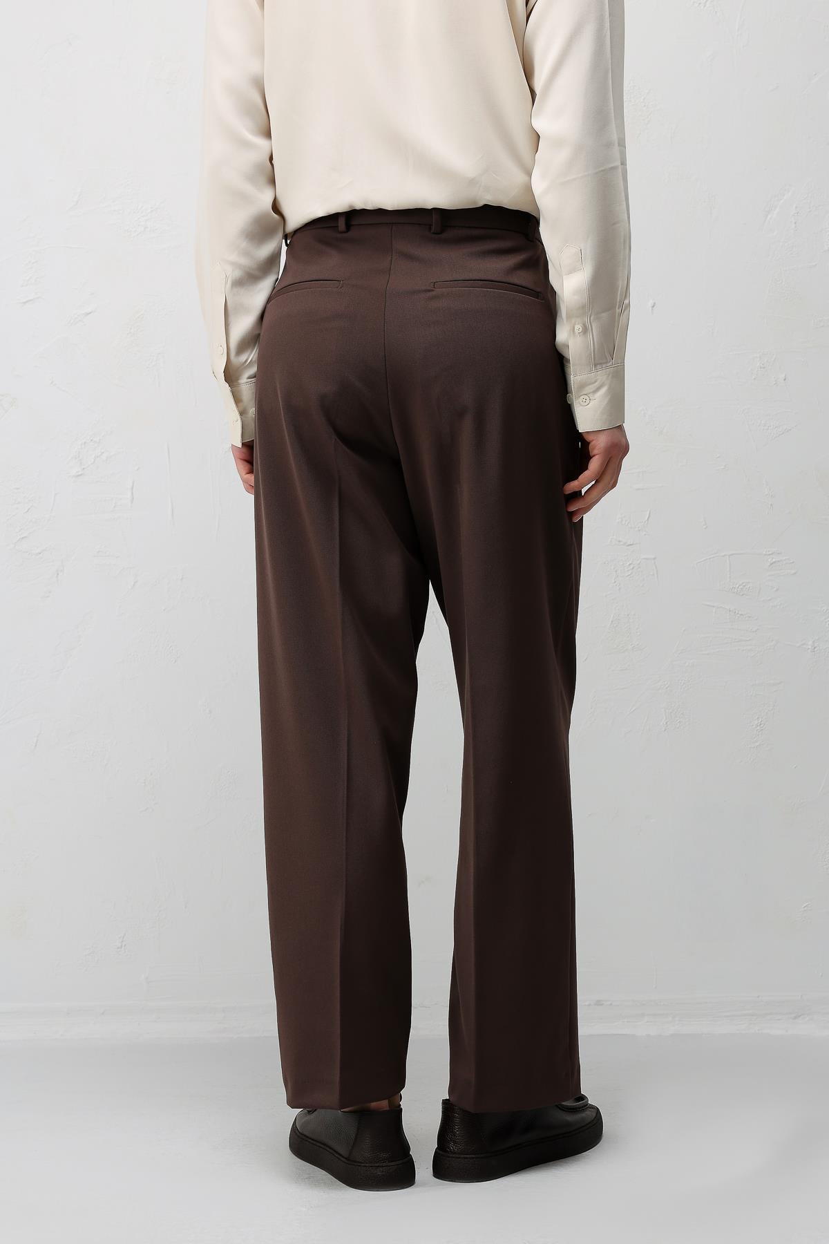 Antioch Koyu Kahve Relax Fit Pilili Erkek Pantolon