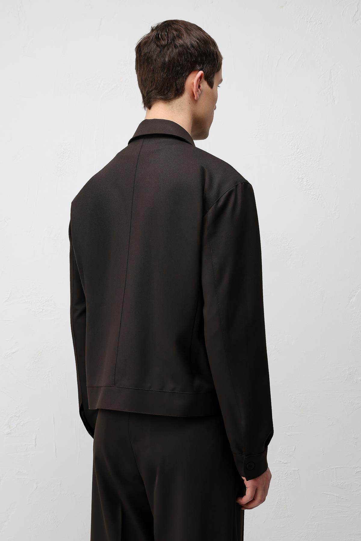 Antioch Koyu Kahve Relaxed Fit Fermuarlı Erkek Mont