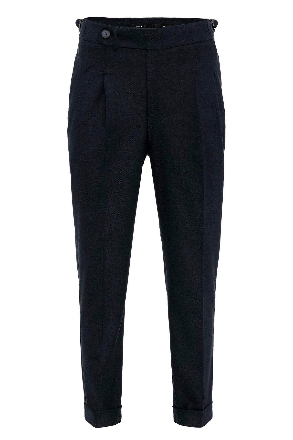 Antioch-Koyu Lacivert Duble Paça Yüksek Bel Erkek Pantolon-Kumaş Pantolon-7-Milagron.com