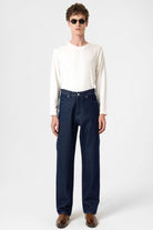 Antioch-Koyu Lacivert Yüksek Bel Relaxed Fit Erkek Kot Pantolon-Kot Pantolon-2-Milagron.com