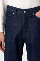 Antioch-Koyu Lacivert Yüksek Bel Relaxed Fit Erkek Kot Pantolon-Kot Pantolon-4-Milagron.com