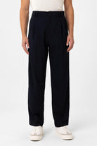 Antioch-Koyu Lacivert çift Pileli Baggy Fit Erkek Pantolon-Kumaş Pantolon-2-Milagron.com