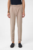 Antioch-Koyu Taş Yüksek Bel Toka Kapama Pileli Erkek Pantolon-Kumaş Pantolon-1-Milagron.com