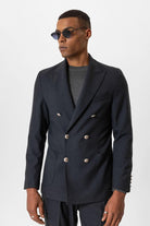 Antioch-Lacivert Astarsız Kruvaze Erkek Blazer Ceket-Ceket-2-Milagron.com