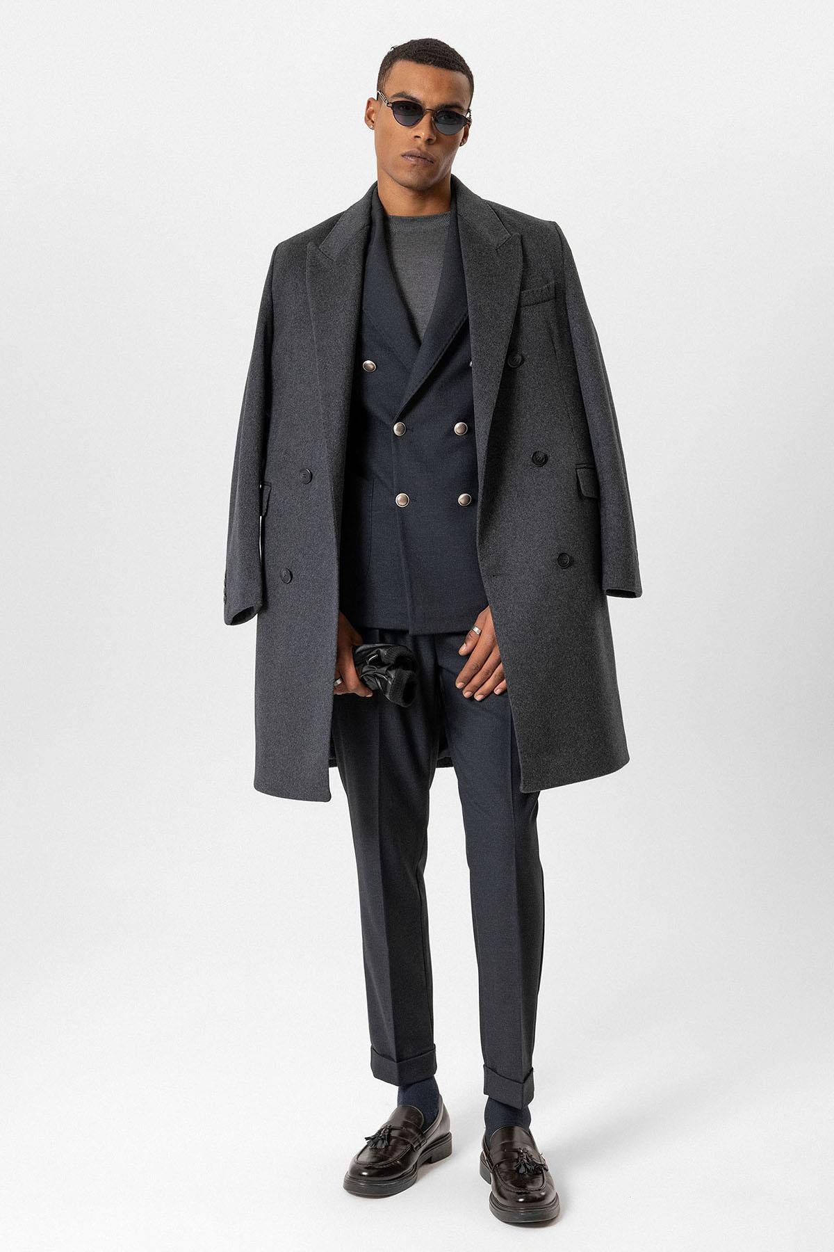 Antioch-Lacivert Astarsız Kruvaze Erkek Blazer Ceket-Ceket-6-Milagron.com