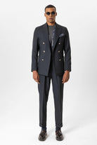 Antioch-Lacivert Astarsız Kruvaze Erkek Blazer Ceket-Ceket-7-Milagron.com