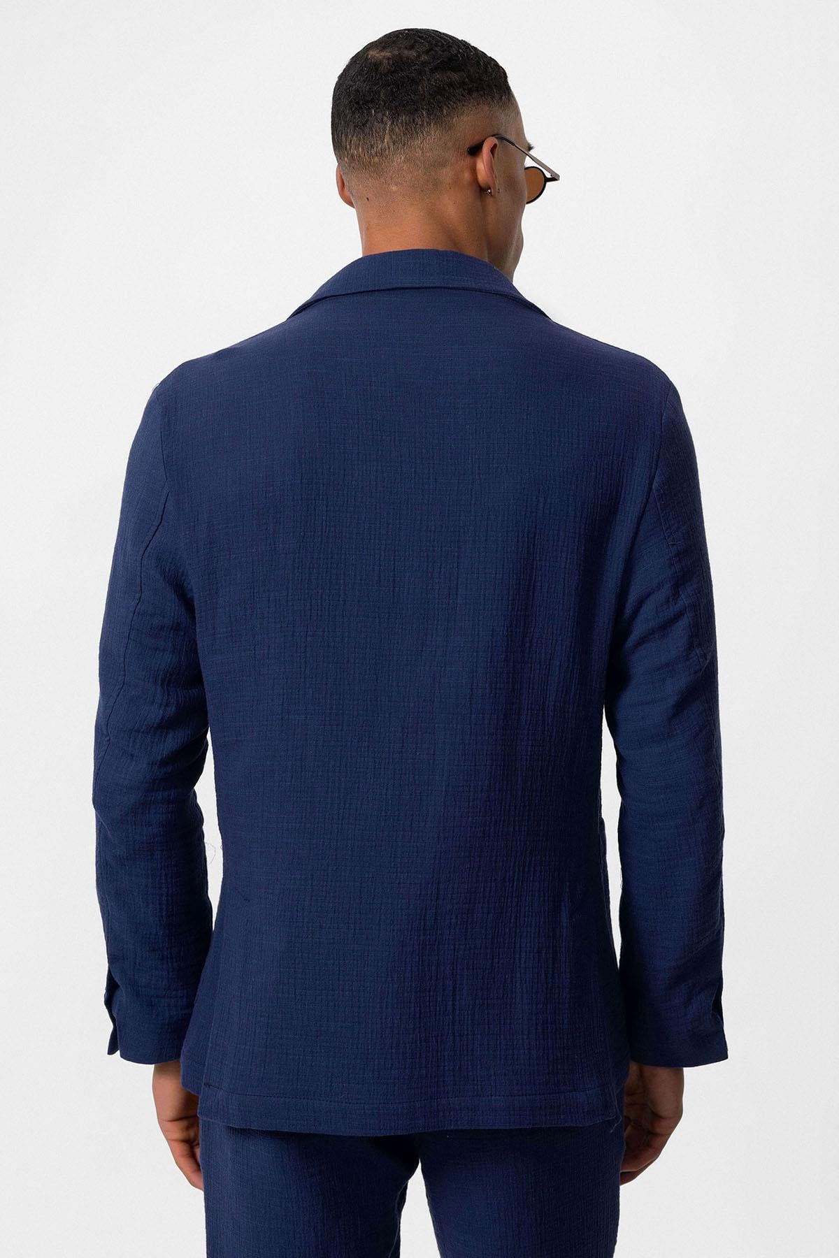 Antioch Lacivert Astarsız Torba Cepli Erkek Blazer Ceket