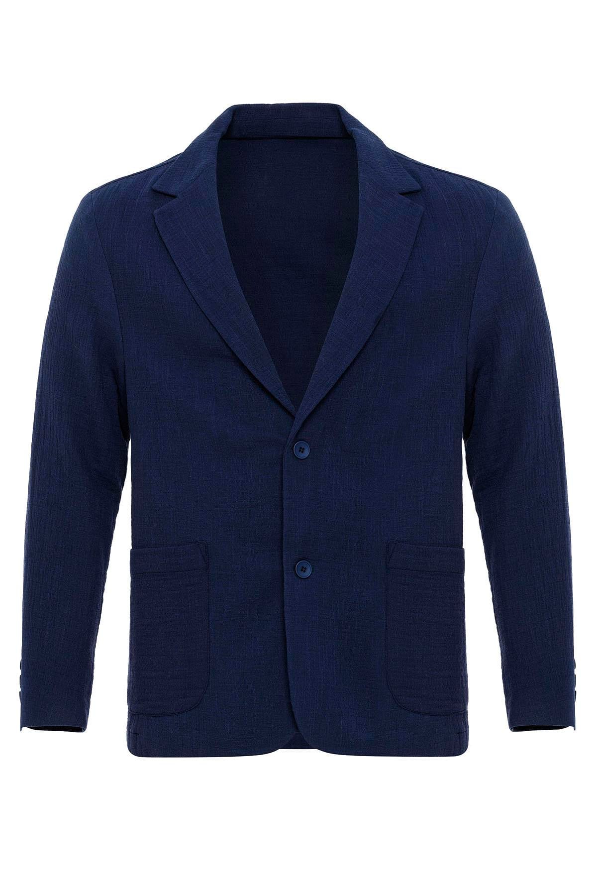 Antioch Lacivert Astarsız Torba Cepli Erkek Blazer Ceket