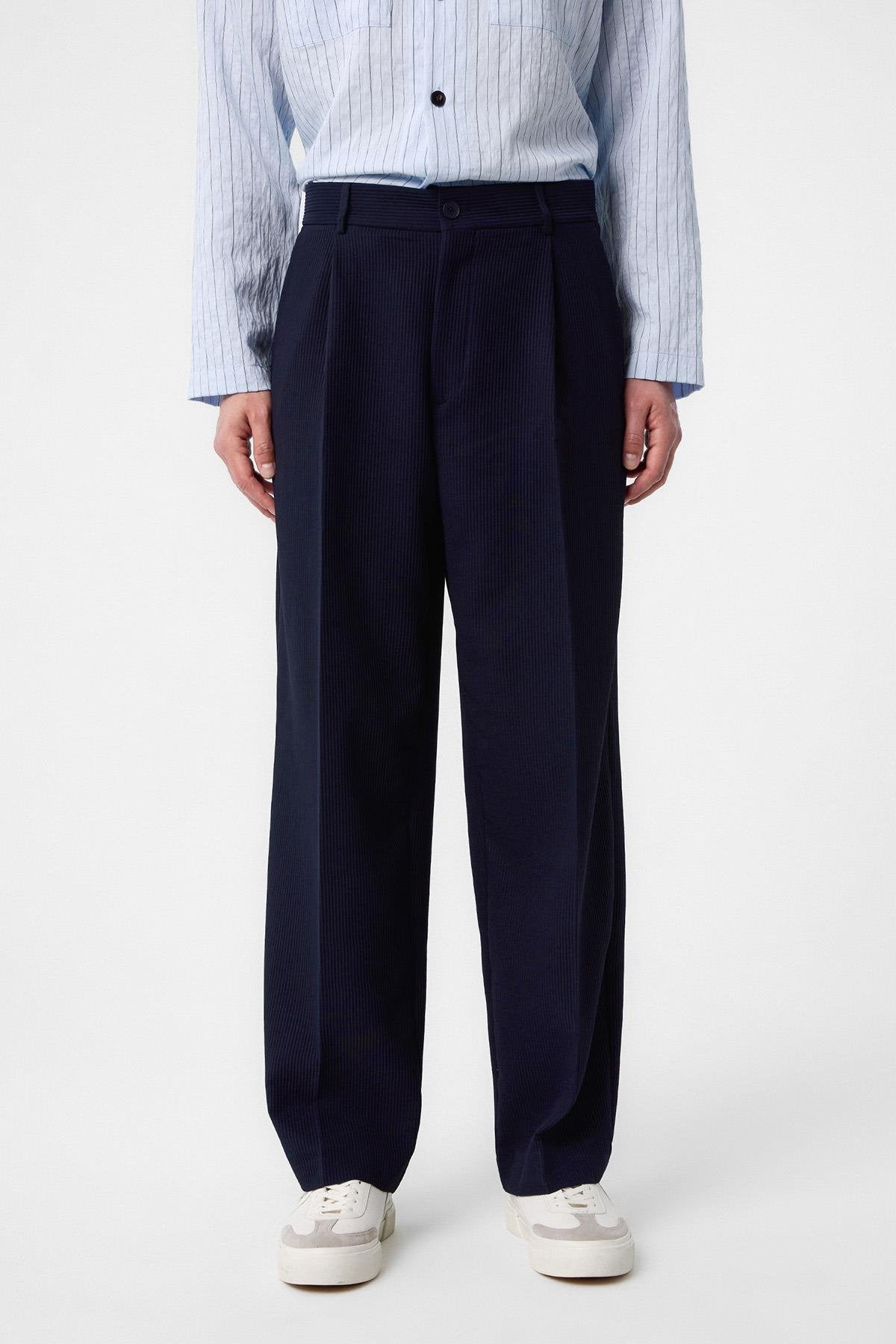 Antioch-Lacivert Baggy Fitilli Erkek Pantolon-Kumaş Pantolon-1-Milagron.com