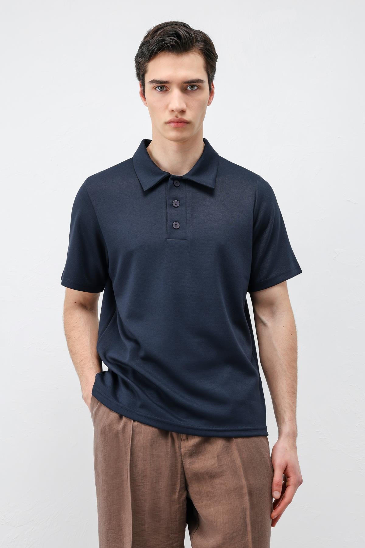 Antioch Lacivert Basic Polo Yaka Erkek T-Shirt