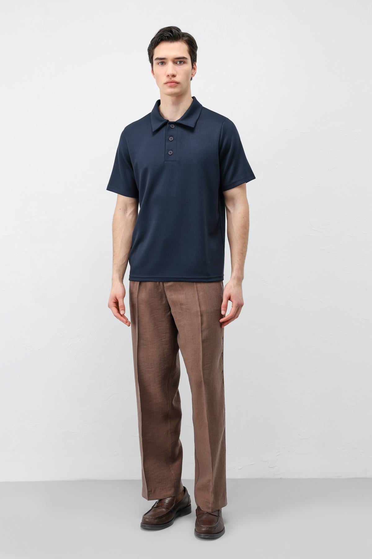 Antioch Lacivert Basic Polo Yaka Erkek T-Shirt