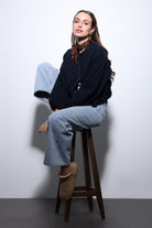 Antioch-Lacivert Bel Lastikli Crop Kadın Mont-Mont-2-Milagron.com