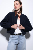 Antioch-Lacivert Bel Lastikli Crop Kadın Mont-Mont-5-Milagron.com