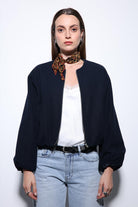 Antioch-Lacivert Bel Lastikli Crop Kadın Mont-Mont-6-Milagron.com