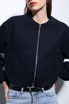 Antioch-Lacivert Bel Lastikli Crop Kadın Mont-Mont-7-Milagron.com