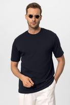 Antioch-Lacivert Bisiklet Yaka Basic T Shirt-T-Shirts-4-Milagron.com