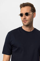 Antioch-Lacivert Bisiklet Yaka Basic T Shirt-T-Shirts-5-Milagron.com