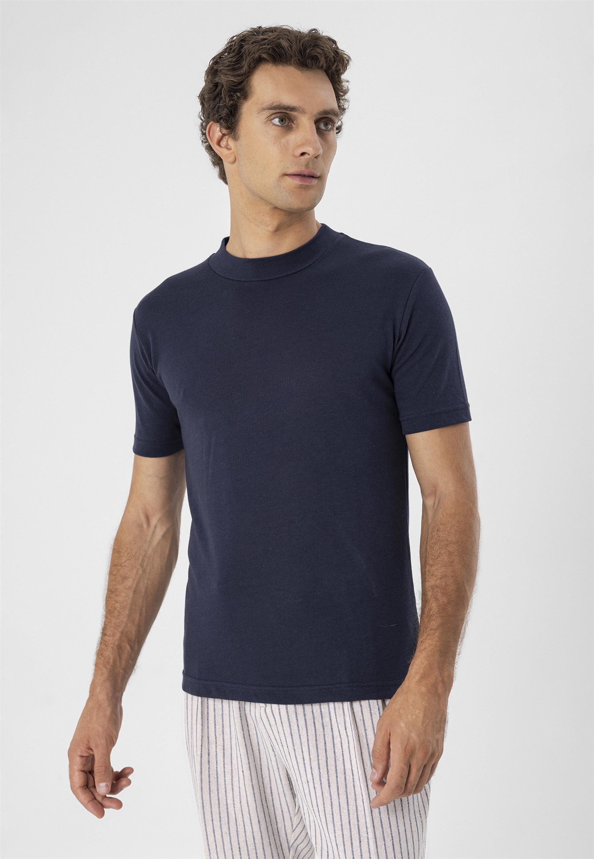 Antioch-Lacivert Bisiklet Yaka Slim Fit T Shirt-T-Shirts-4-Milagron.com