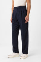 Antioch-Lacivert Çift Pileli Baggy Fit Erkek Pantolon-Kumaş Pantolon-1-Milagron.com