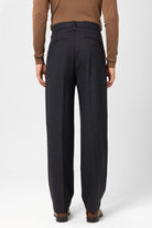 Antioch-Lacivert Çift Pileli Yüksek Bel Erkek Pantolon-Kumaş Pantolon-5-Milagron.com