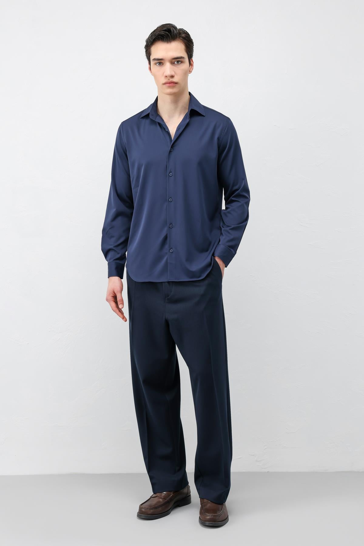 Antioch Lacivert Comfort Slim Erkek Gömlek