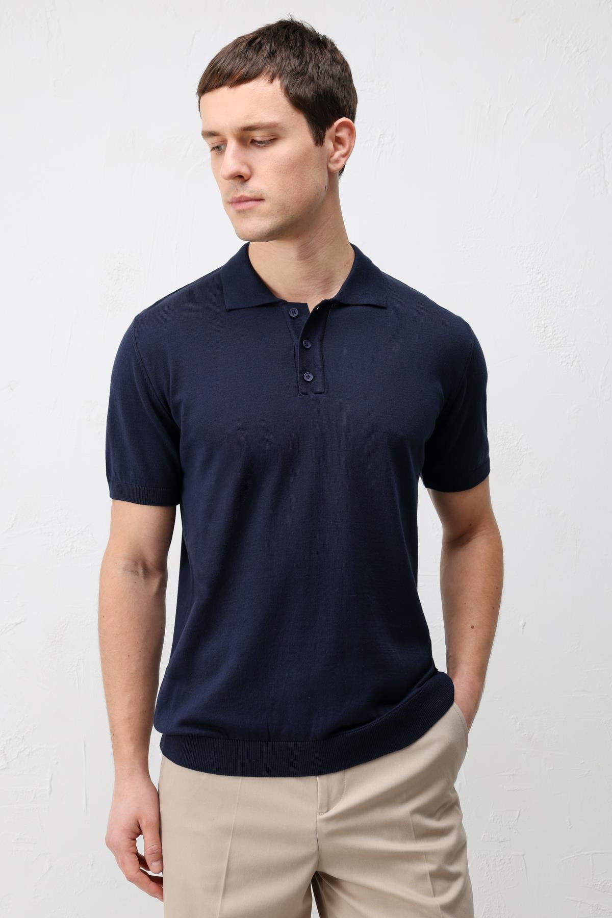 Antioch Lacivert Comfort Slim Polo Yaka Erkek Triko T-Shirt