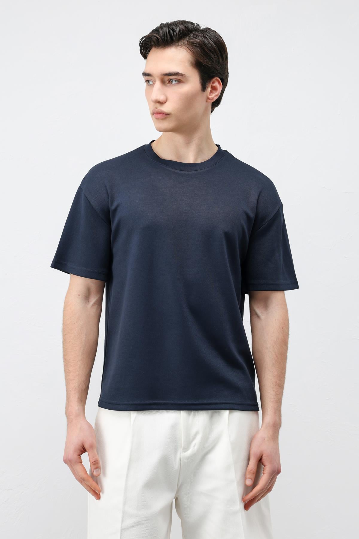 Antioch Lacivert Crop Fit Erkek T-Shirt