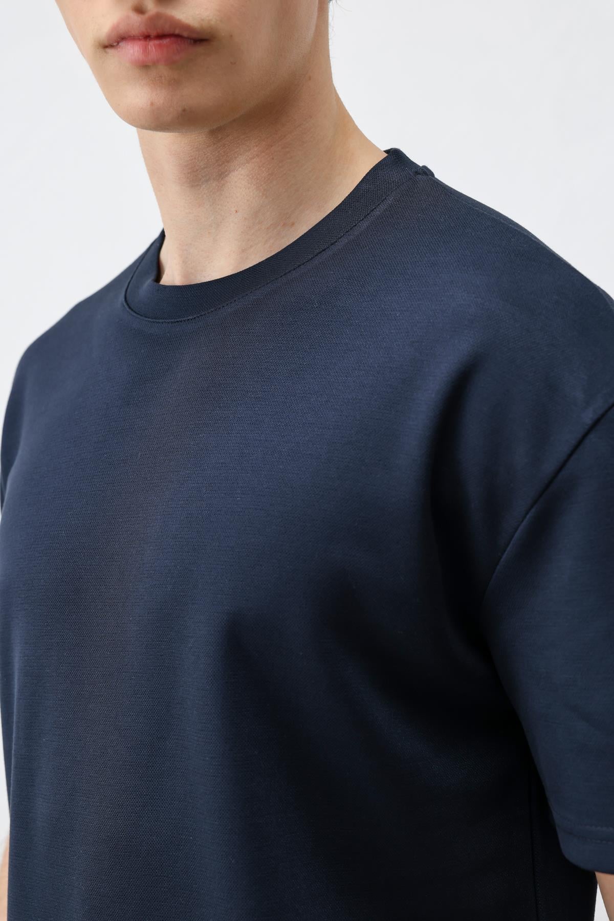 Antioch Lacivert Crop Fit Erkek T-Shirt