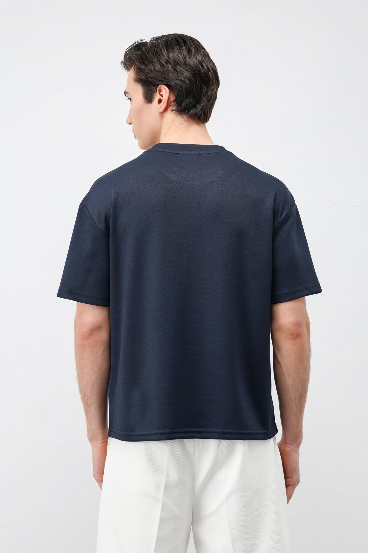 Antioch Lacivert Crop Fit Erkek T-Shirt