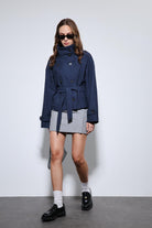 Antioch-Lacivert Dik Yaka Kruvaze Trençkot-Trençkot-1-Milagron.com