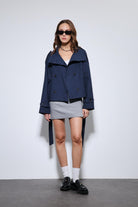 Antioch-Lacivert Dik Yaka Kruvaze Trençkot-Trençkot-3-Milagron.com