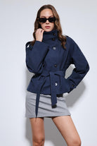 Antioch-Lacivert Dik Yaka Kruvaze Trençkot-Trençkot-5-Milagron.com